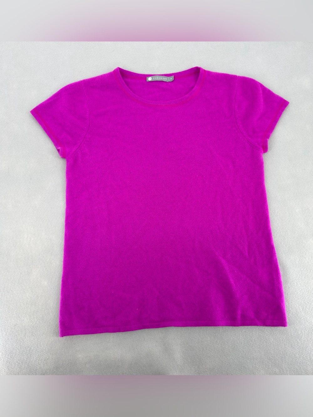 InCashmere Pink 100% Cashmere Short Sleeve Sweater Top Medium
